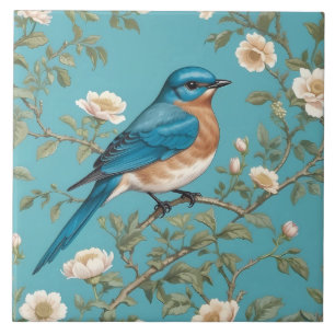 Bluebird William Morris Inspired Turquois Ceramic Tile