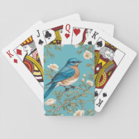 Bluebird William Morris Inspired Turquois  Playing Cards
