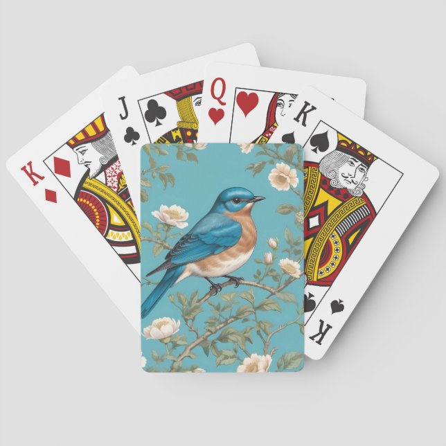 Bluebird William Morris Inspired Turquois  Poker Cards (Back)