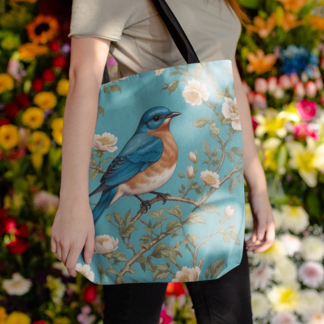 Bluebird William Morris Inspired Turquois  Tote Bag (Creator Uploaded)