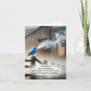 Bluebird With Flag Sympathy Thank You Card