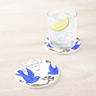 Bluebird Yellow Purple Vintage Love Birds Coasters