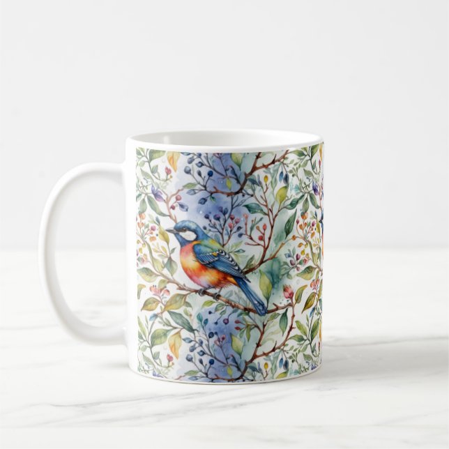 Bluebirds and Berries Coffee Mug (Left)