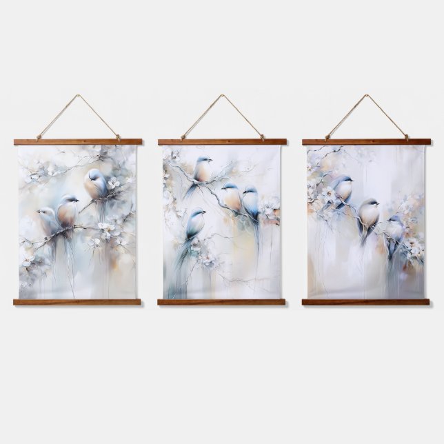 Bluebirds and Blossoms  Hanging Tapestry (Triple)