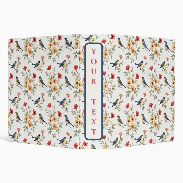 Bluebirds and Flowers 3 Ring Binder (Background)