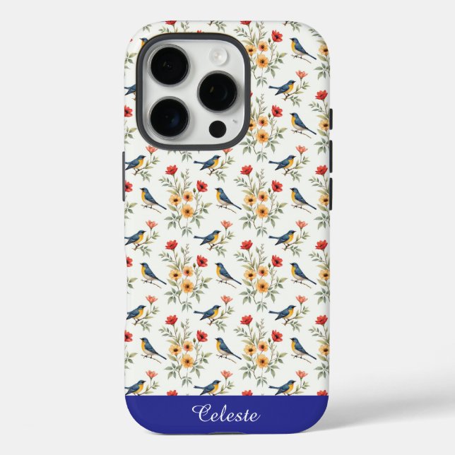 Bluebirds and Flowers Case-Mate iPhone Case (Back)