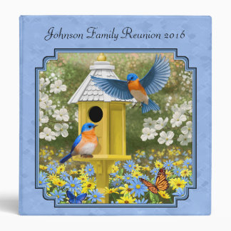 Bluebirds and Hexagon Birdhouse Blue Binder