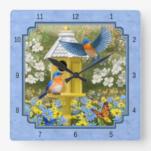 Bluebirds and Hexagon Birdhouse Blue