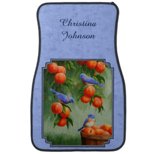 Bluebirds and Peaches Blue Car Floor Mat