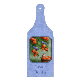 Bluebirds and Peaches Blue Cutting Board