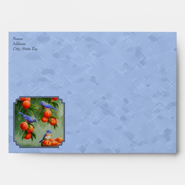Bluebirds and Peaches Blue Envelope (Front)