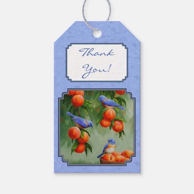 Bluebirds and Peaches Blue Gift Tags (Front)