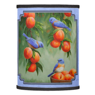 Bluebirds and Peaches Blue Lamp Shade