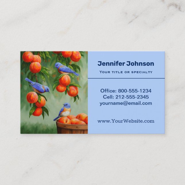 Bluebirds and Peaches Business Card (Front)