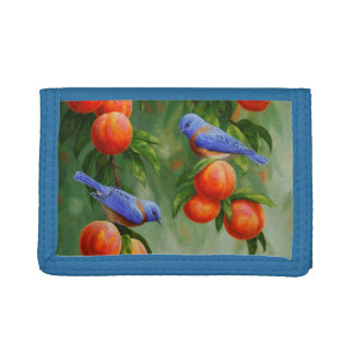 Bluebirds and Peaches Trifold Wallet