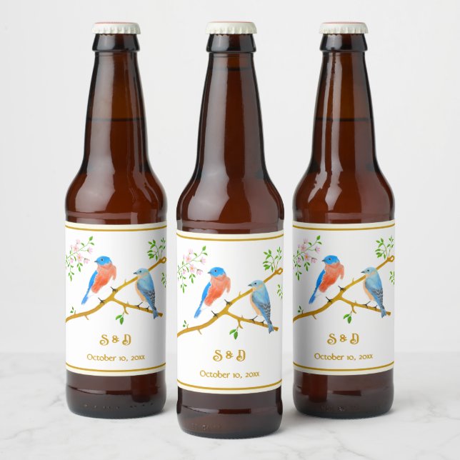 Bluebirds Beer Bottle Label (Bottles)
