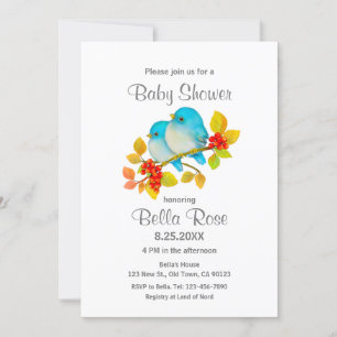 Bluebirds Bird Baby Shower Invitations