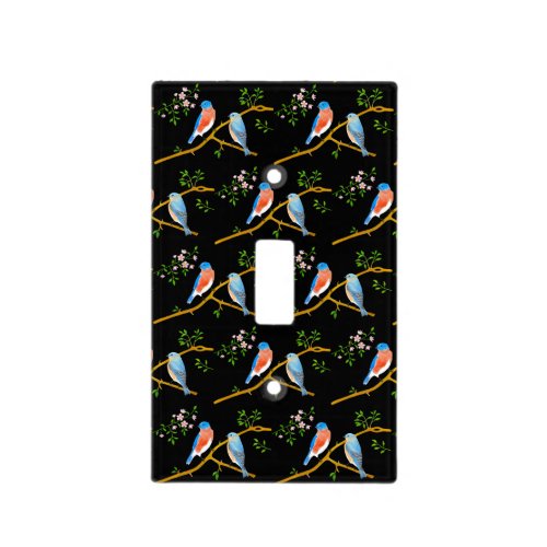 Bluebirds Black Single Toggle Light Switch Cover