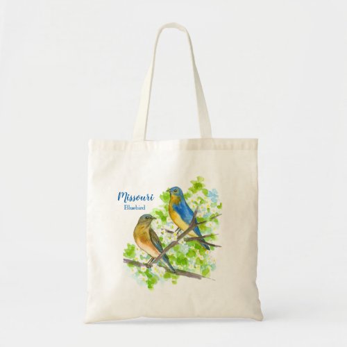 Bluebirds Blooming Spring Tree Personalized Tote Bag