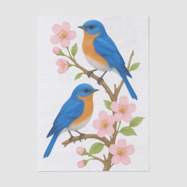Bluebirds & Blossoms Decoupage Tissue Paper (Front)