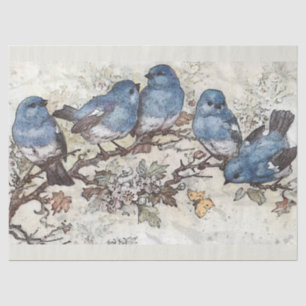 Bluebirds & Blossoms Watercolor Decoupage Tissue Paper