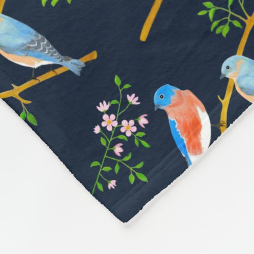 Bluebirds Blue Fleece Blanket