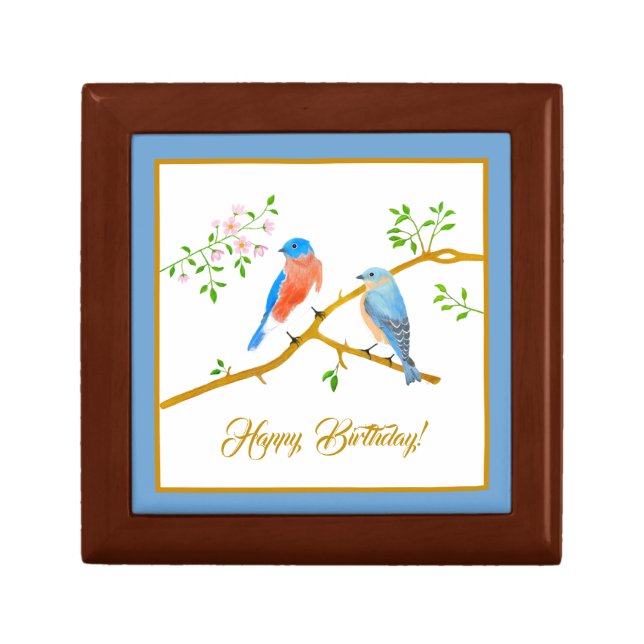 Bluebirds Blue Frame Small Gift Box (Front)