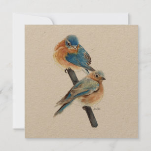 Bluebirds Couple Watercolor Art