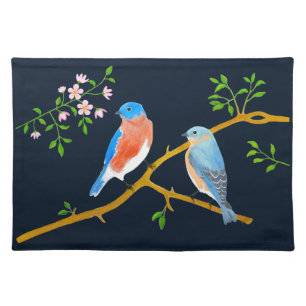 Bluebirds Dark Blue Placemat Cloth