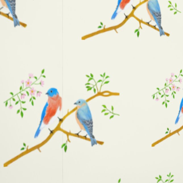 Bluebirds Faint Yellow Wallpaper (Seam)