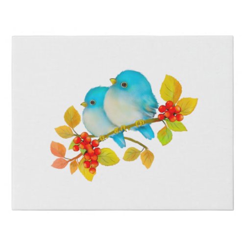 Bluebirds Faux Wrapped Canvas Print