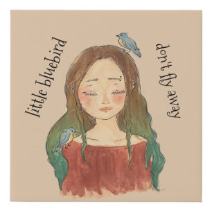 Bluebirds Girl Don't Fly Away Faux Canvas Print
