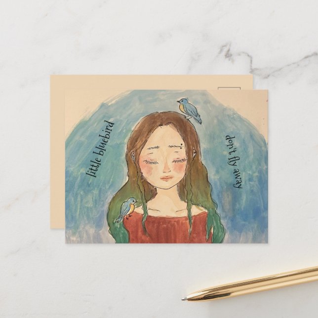 Bluebirds Girl Don't Fly Away Postcard (Front/Back In Situ)