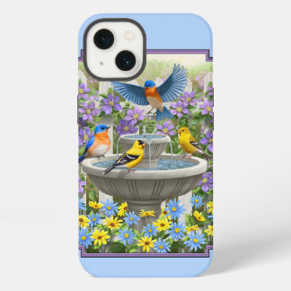 Bluebirds Goldfinches Flower Garden Bath iPhone 13 Case