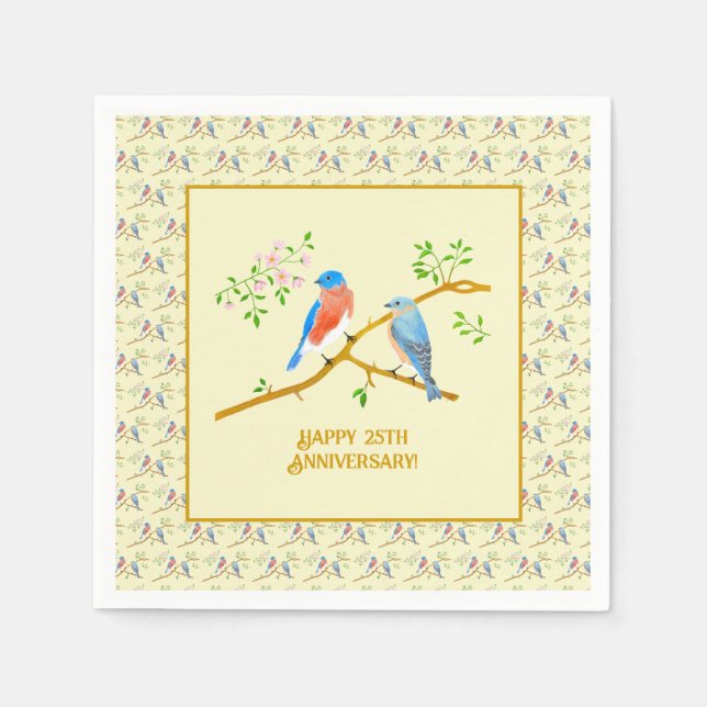 Bluebirds Happy Anniversary Napkins (Front)