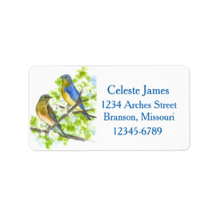 Bluebirds Hawthorn Tree Custom Return Address  Label