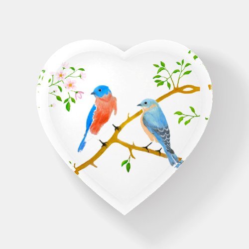 Bluebirds Heart  Paperweight
