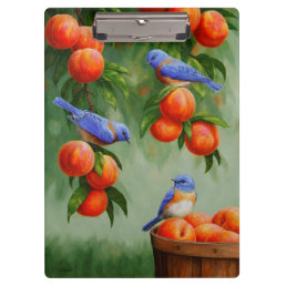 Bluebirds in a Peach Tree Orchard Clipboard