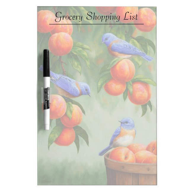 Bluebirds in a Peach Tree Orchard Dry-Erase Board (Front)