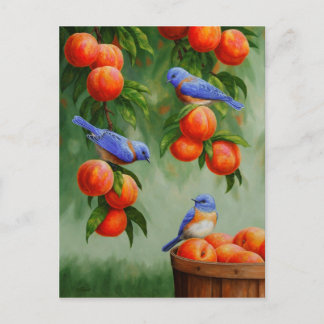 Bluebirds in a Peach Tree Orchard Postcard
