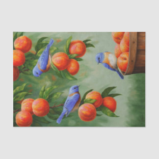 Bluebirds in a Peach Tree Orchard Tissue Paper