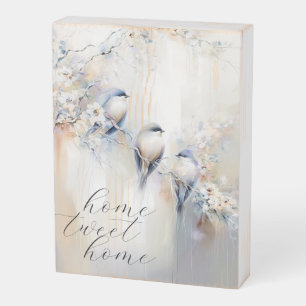 Bluebirds in Spring Wooden Box Sign