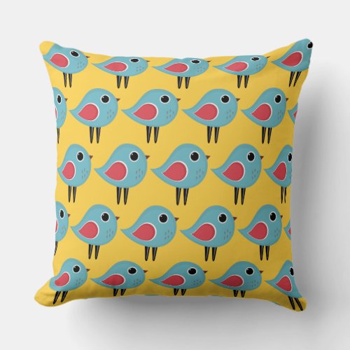 Bluebirds In Yellow Throw Pillow