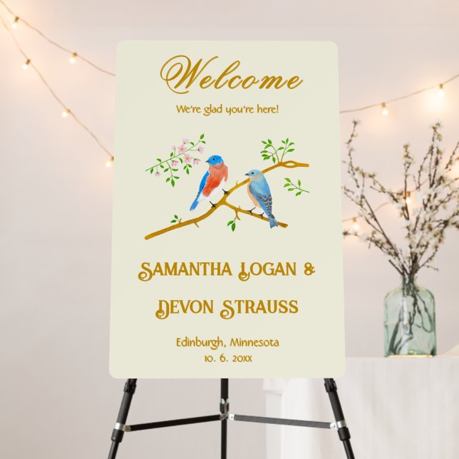Bluebirds Large Wedding Sign (In Situ (Stand))