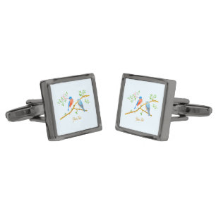 Bluebirds Light Blue Cufflinks