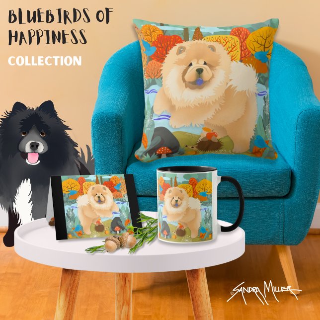 BLUEBIRDS OF HAPPINESS  Chow  Throw Pillow (Creator Uploaded)