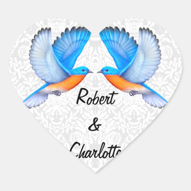 Bluebirds of Happiness Engagement Heart Stickerz Heart Sticker (Front)
