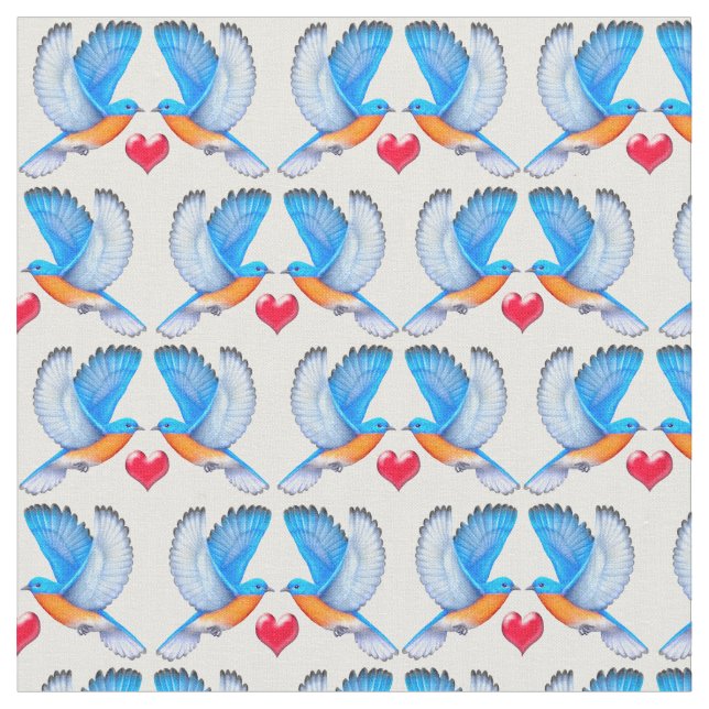 Bluebirds of Happiness Fabric (Close Up)