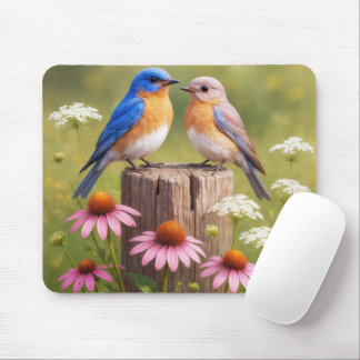 Bluebirds On a Fence Post Mouse Pad