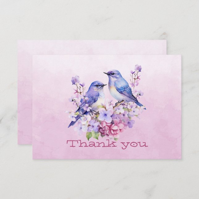 Bluebirds On Flowers Pink (Front/Back)